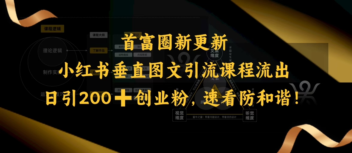 小红书垂直图文引流课程流出，日引200+创业粉，速看防和谐-清风