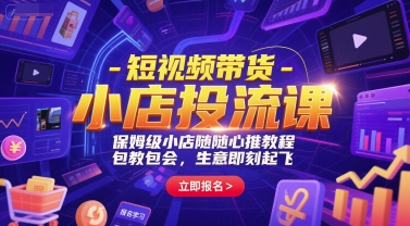 短视频带货-小店投流课，保姆级小店随心推教程，包教包会，生意即刻起飞-清风