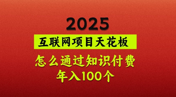 2025项目天花板，普通怎么通过知识付费翻身，年入百个【揭秘】-清风