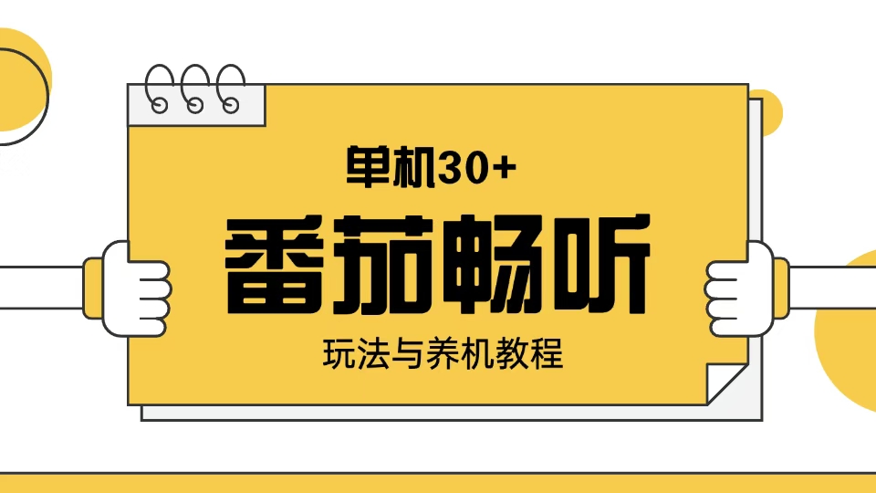 番茄畅听玩法与养机教程：单日日入30+。-清风