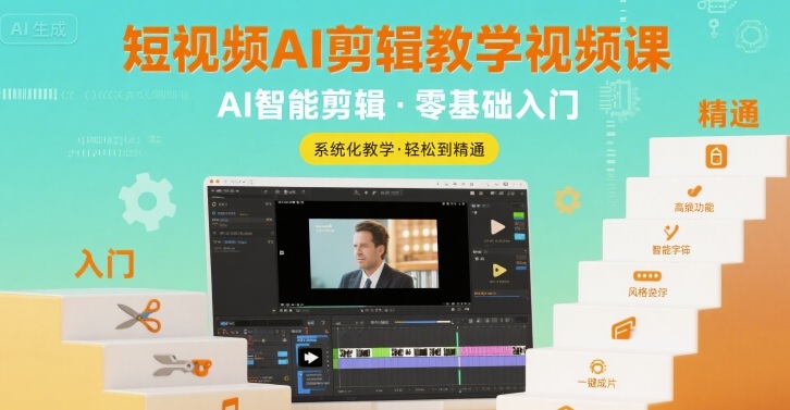 短视频AI剪辑教学视频课，入门到精通-清风