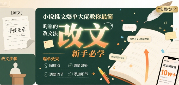 小说推文爆单大佬教你最简单的改文方法实操课，新手必学-清风