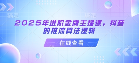 2025年进阶金牌主播课，抖音的推流算法逻辑-清风