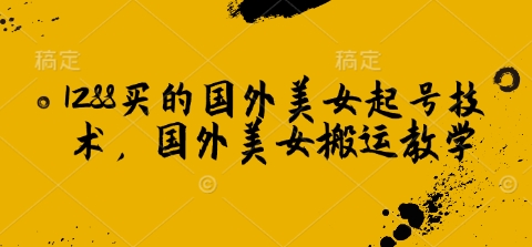 1288买的国外美女起号技术，国外美女搬运教学-清风