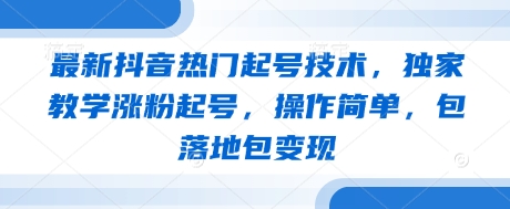 最新抖音热门起号技术，独家教学涨粉起号，操作简单，包落地包变现-清风