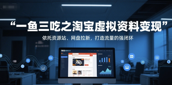 一鱼三吃之淘宝虚拟资料变现，依托资源站、网盘拉新，打造流量的强闭环-清风