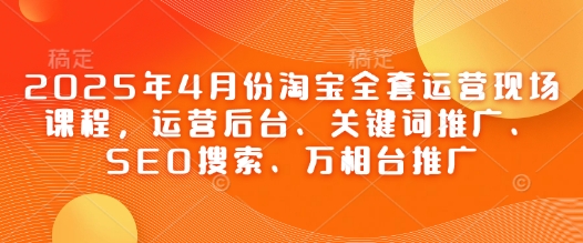 2025年4月份淘宝全套运营现场课程，运营后台、关键词推广、SEO搜索、万相台推广-清风