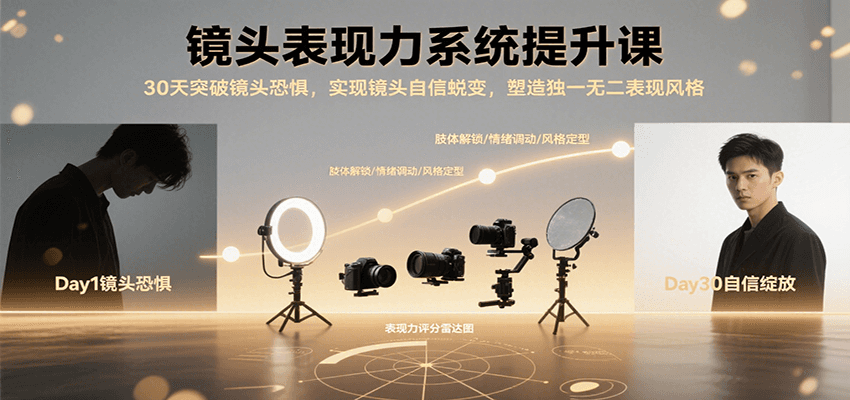 镜头表现力系统提升课，30天突破镜头恐惧实现自信蜕变，塑造独一无二表现风格-清风