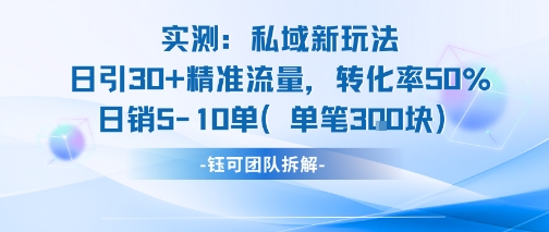 实测私域新玩法日引30加精准流量转化率50%日销5-10单每笔3张-清风