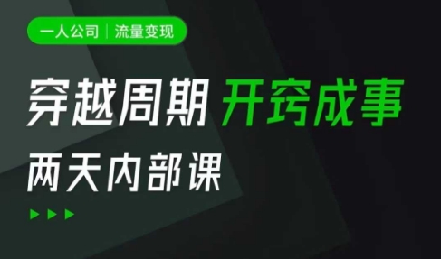 一人公司：流量变现课，一人公司的方法模型拆解， 拆解富人思维，流量思维，小老板思维等-清风