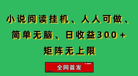小说挂G阅读，人人可做，简单无脑，一天收益3张+矩阵无限上，全网首发【揭秘】-清风