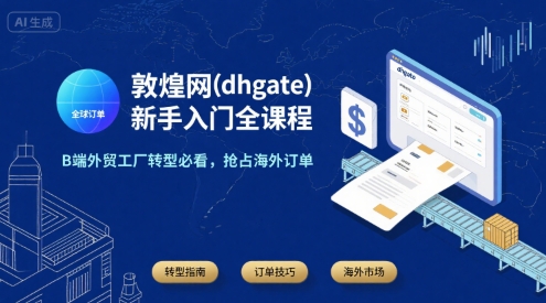 敦煌网(dhgate)新手入门全课程，B端外贸工厂转型必看，抢占海外订单-清风