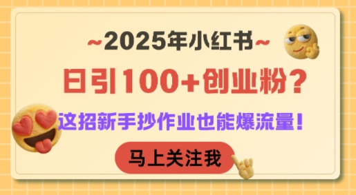 2025年小红书日引100+创业粉？这招新手抄作业也能爆流量！-清风