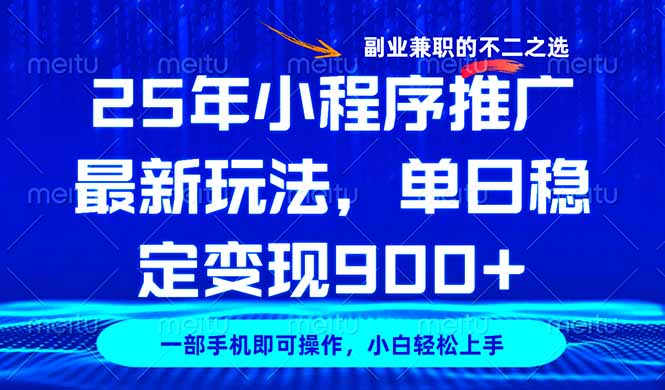 25年小程序推广最新玩法，稳定日入900+，副业兼职的不二之选-清风