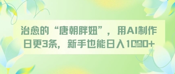治愈的“唐朝胖妞”，用AI制作日更3条，新手也能日入多张-清风
