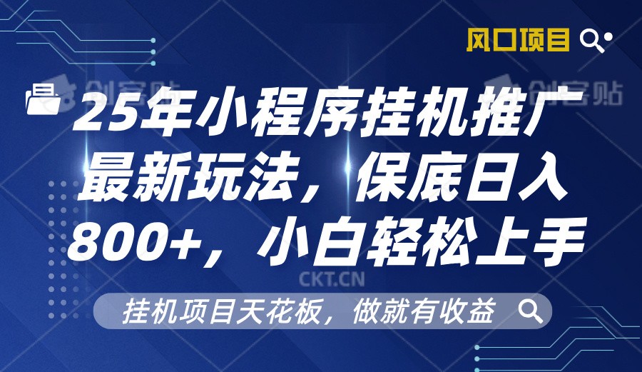 2025年小程序挂机推广最新玩法，保底日入800+，小白轻松上手-清风