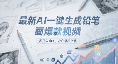 最新AI一键生成铅笔画爆款视频，多平台分发，日 入1k+，小白轻松上手【揭秘】-清风