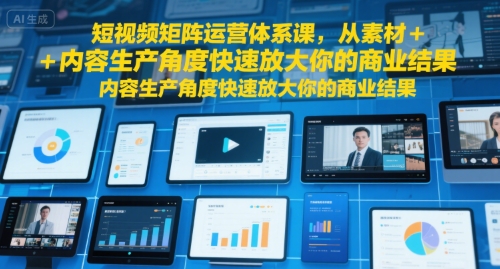 短视频矩阵运营体系课，从素材+内容生产角度快速放大你的商业结果-清风
