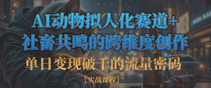 单日变现破千的流量密码，AI动物拟人化赛道+社畜共鸣的跨维度创作-清风