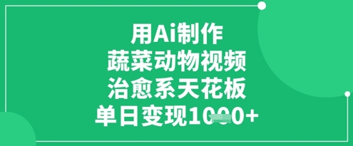 用Ai制作蔬菜动物视频，治愈系天花板，单日变现1k-清风