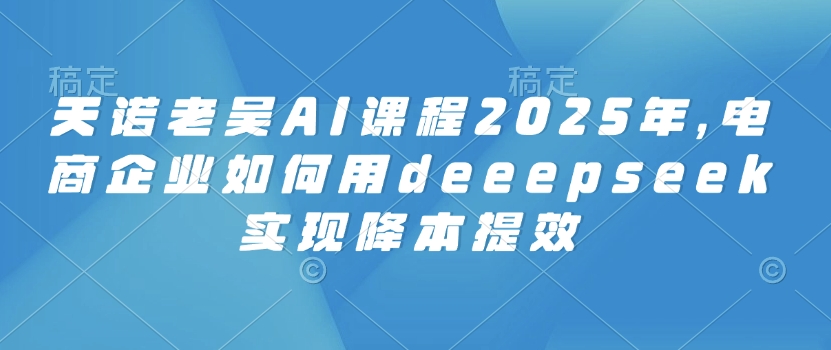 天诺老吴AI课程2025年，电商企业如何用deeepseek实现降本提效-清风