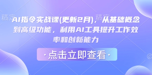 AI指令实战课(更新2月)，从基础概念到高级功能，利用AI工具提升工作效率和创新能力-清风