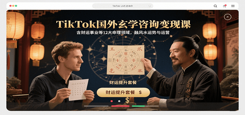 TikTok国外玄学咨询变现课，含财运事业等12大命理领域，融风水运势与运营-清风