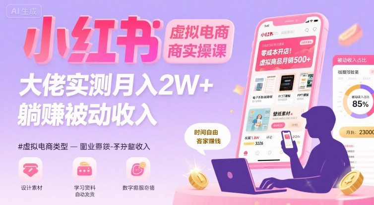 小红书虚拟电商，大佬实测月入2W+，实现被动收入-清风