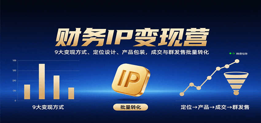 财务IP变现营：9大变现方式、定位设计、产品包装，成交与群发售批量转化-清风