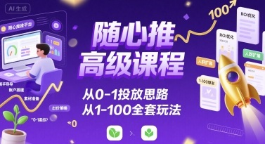 随心推高级课程，从0-1投放思路，也有从1-100的全套玩法-清风