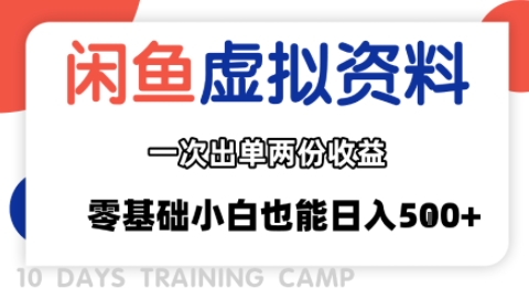 闲鱼虚拟资料新变现玩法，信息差项目，一次出单两份收益，无需囤货，可批量矩阵，零基础小白也能日入多张-清风