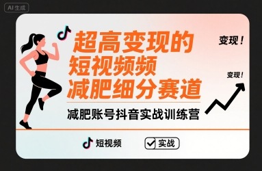 超高变现的短视频减肥细分赛道，减肥账号抖音实战训练营-清风