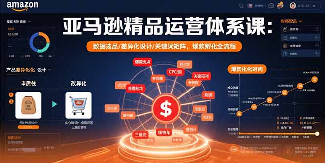 亚马逊精品运营体系课：数据选品/差异化设计/关键词矩阵，爆款孵化全流程-清风