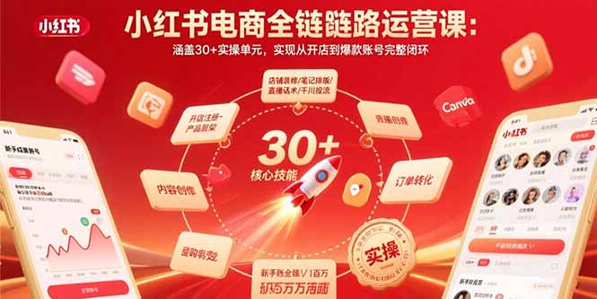 小红书电商全链路运营课：涵盖30+实操单元，实现从开店到爆款账号完整闭环-清风