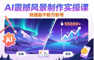 AI震撼风景制作实操课，快速起千粉万粉号-清风
