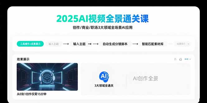 2025AI视频全景通关课：涵盖创作/商业/职场3大领域  掌握AI全场景应用-清风