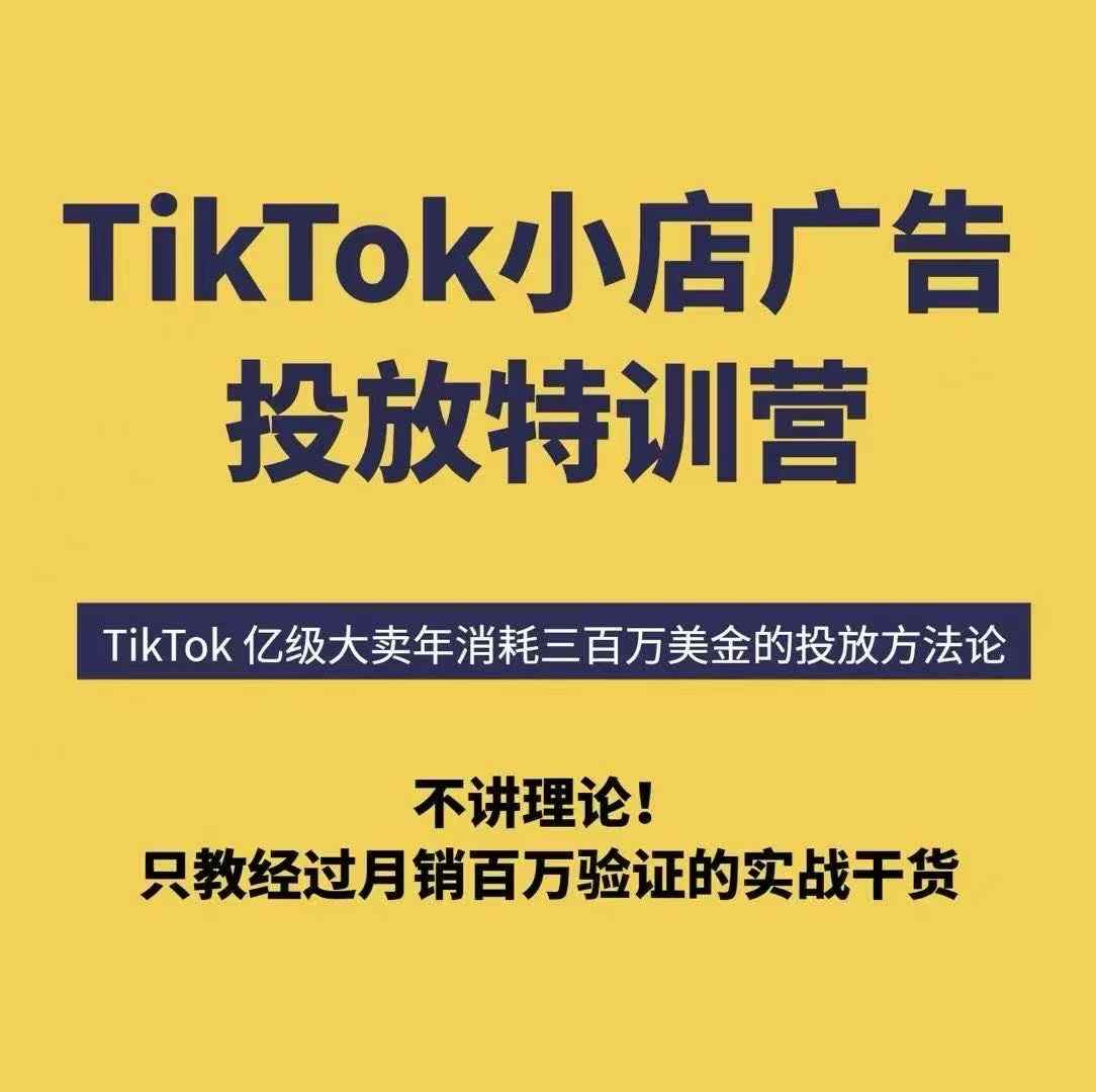 TikTok小店广告投放特训营，6天破局计划专治各种“投不动”，教你经过月销百万验证的实战干货-清风