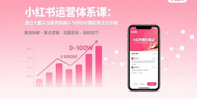 小红书运营体系课：通过大量实战案例拆解0-1000W爆款算法全攻略-清风