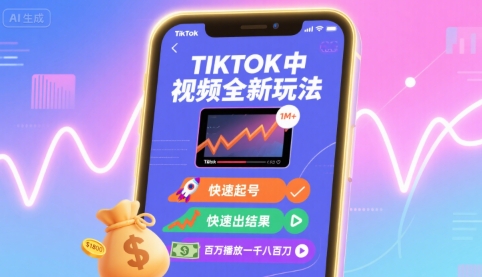 Tiktok中视频全新玩法，快速起号，快速出结果，百万播放一千八百刀-清风