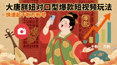 大唐胖妞对口型爆款短视频玩法，快速起千粉万粉号-清风