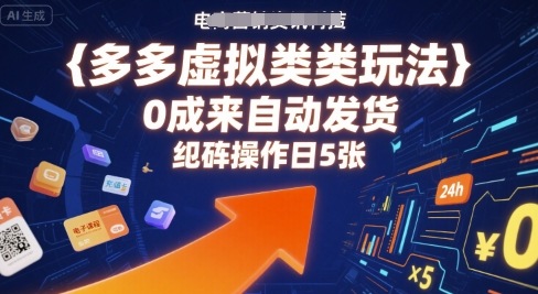 多多虚拟类目玩法，0成本全自动发货，矩阵操作日5张-清风