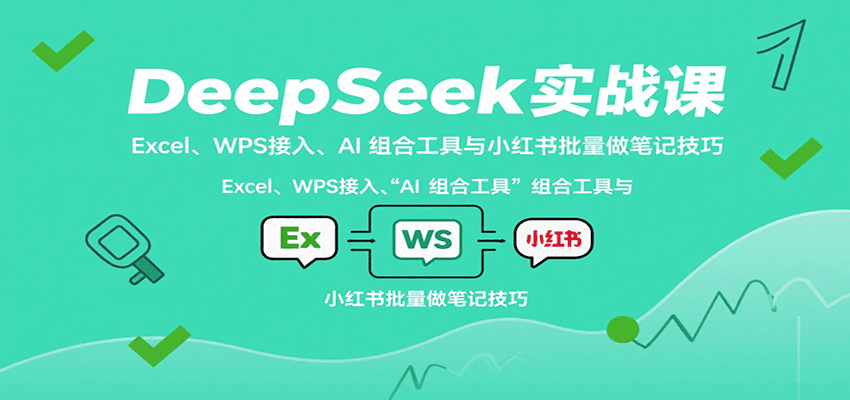 DeepSeek实战课：Excel、WPS接入、AI 组合工具与小红书批量做笔记技巧-清风