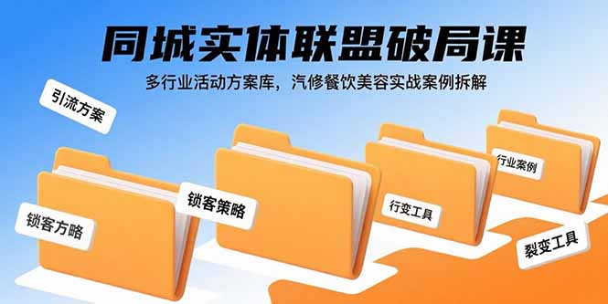同城实体联盟破局课，多行业活动方案库，汽修餐饮美容实战案例拆解-清风