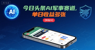今日头条AI军事赛道，单日收益多张 ，手机可做【附指令】-清风