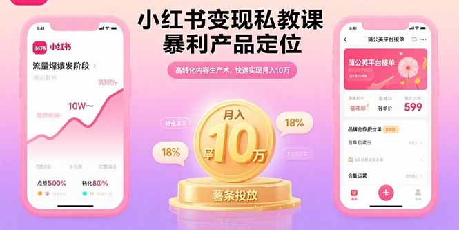 小红书变现私教课，暴利产品定位，高转化内容生产术，快速实现月入10万-清风