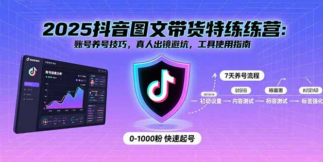 2025抖音图文带货特练营：账号养号技巧，真人出镜避坑，工具使用指南-清风
