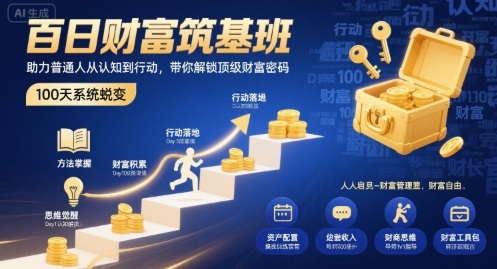 百日财富筑基班，助力普通人从认知到行动，带你解锁顶级财富密码-清风