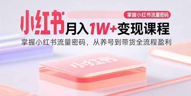 小红书月入1W+变现课程：掌握小红书流量密码，从养号到带货全流程盈利-清风