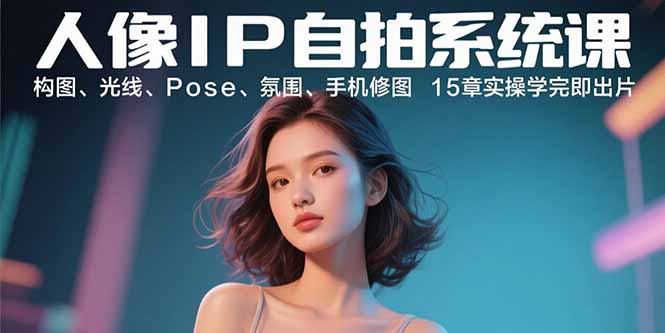 人像IP自拍系统课：构图、光线、Pose、氛围、手机修图 15章实操学完即出片-清风