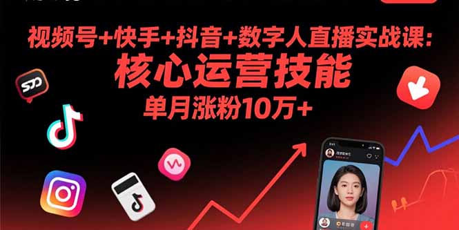 视频号+快手+抖音+数字人直播实战课(9月-清风